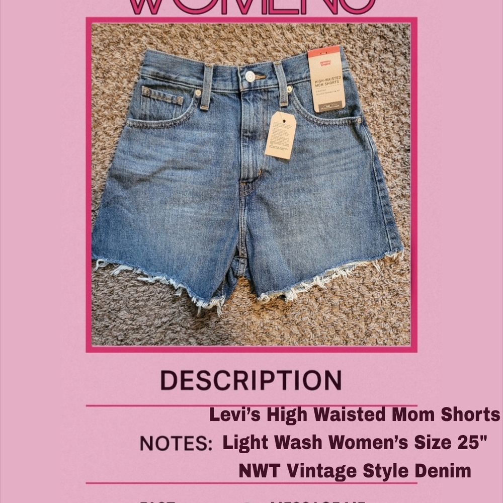 Levi's Light Blue High-Rise Frayed Hem Jean Shorts